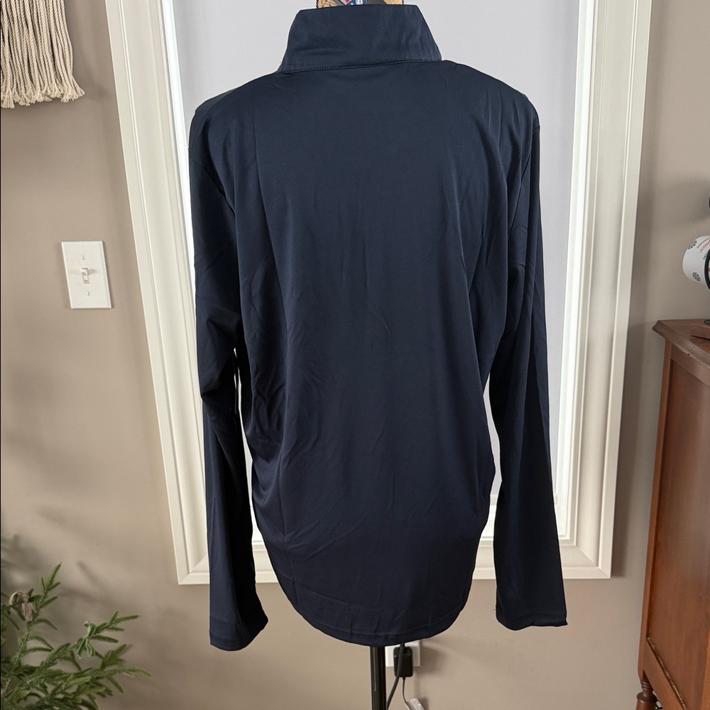 Chicago Bears Navy Quarter Zip Long Sleeve Shirt with Logo Unisex Medium - Picture 2 of 5